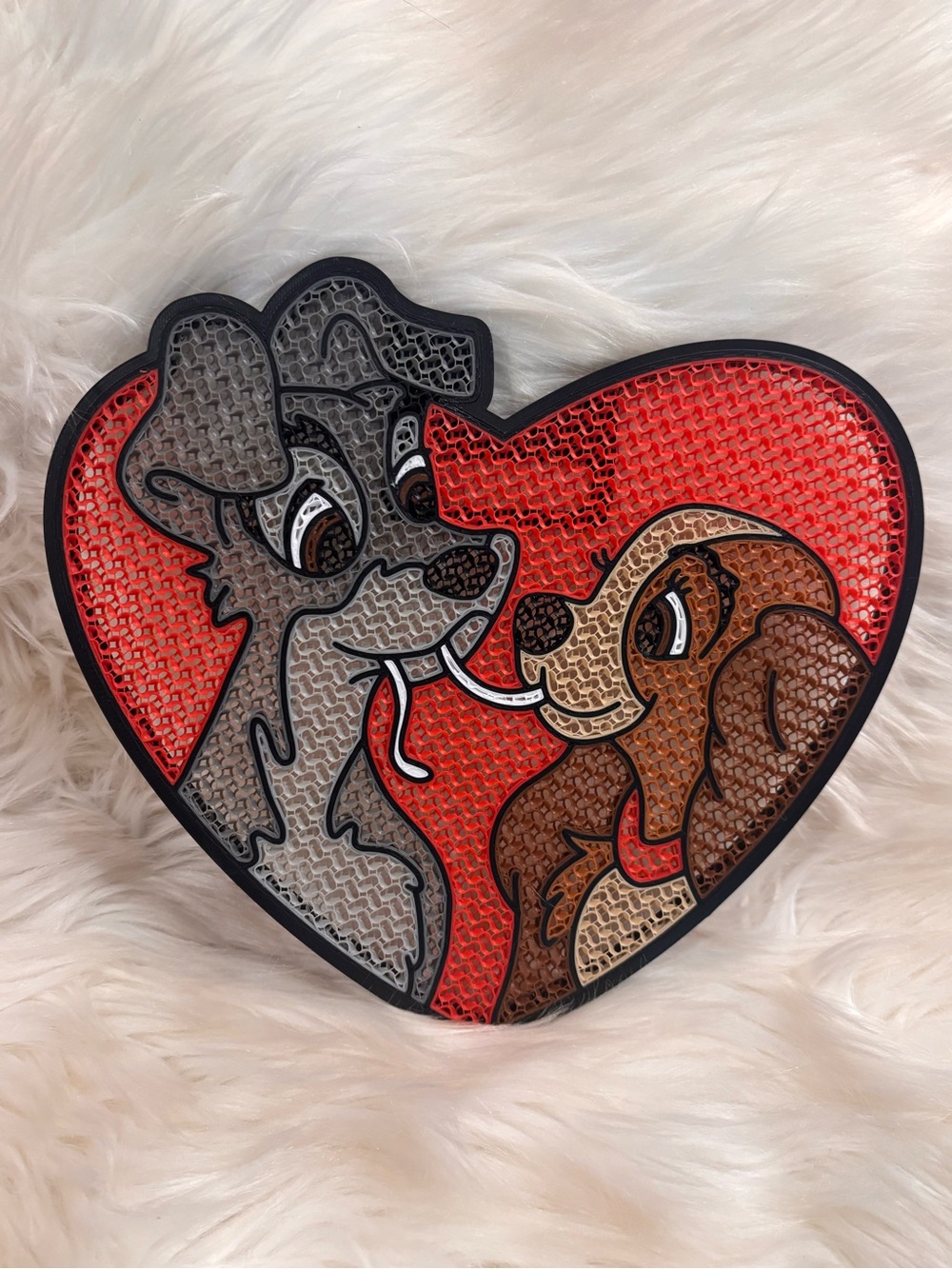 Dogs in love Character Pin Board 3-D Printed